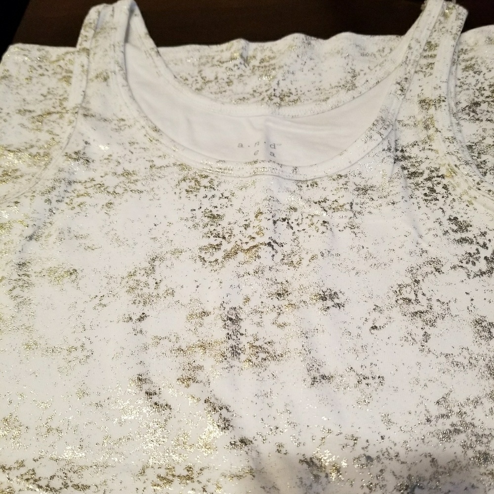 Tank Tops White with Gold Flakes